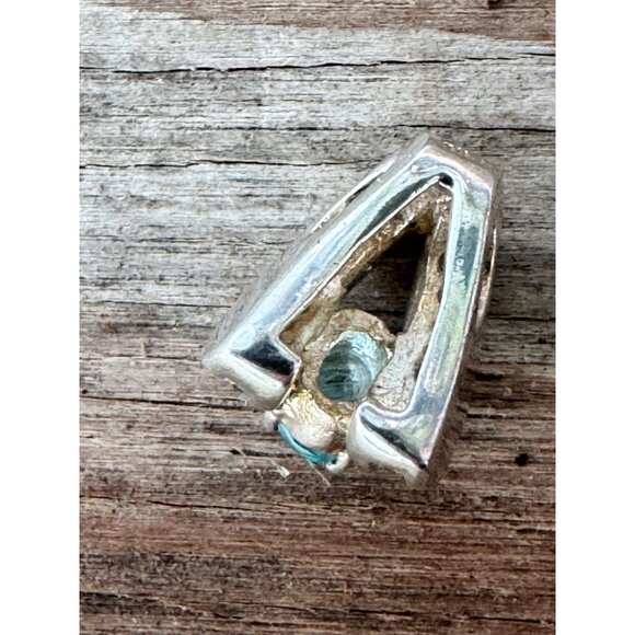 Sterling Silver Charm Bead With Blue Topaz & Clear Stones For European Bracelets - Picture 5 of 7